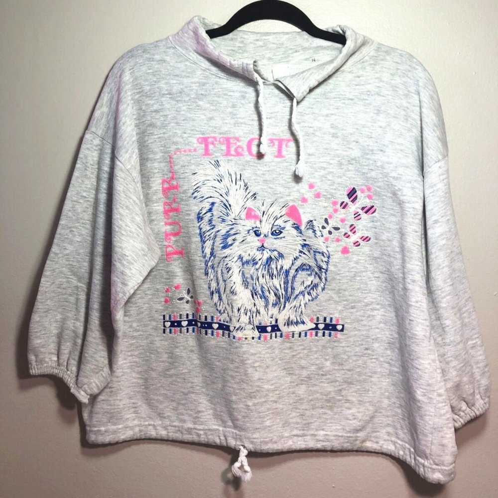 80's Puff Paint Kitty Sweatshirt